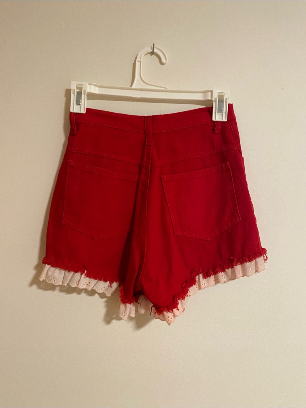 Vintage Red High Rise Ruffle Shorts - Picture 4 of 9
